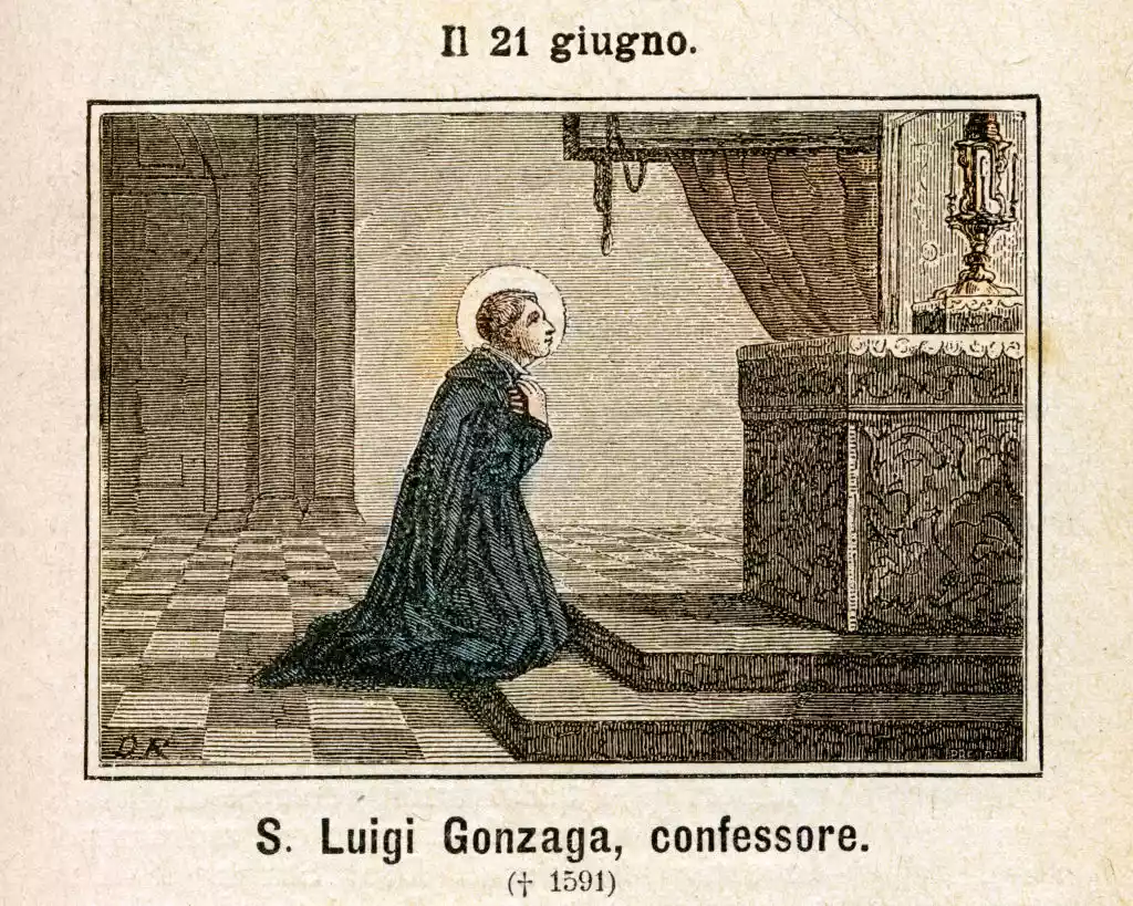 saint-aloysius-gonzaga old Italian prayer card